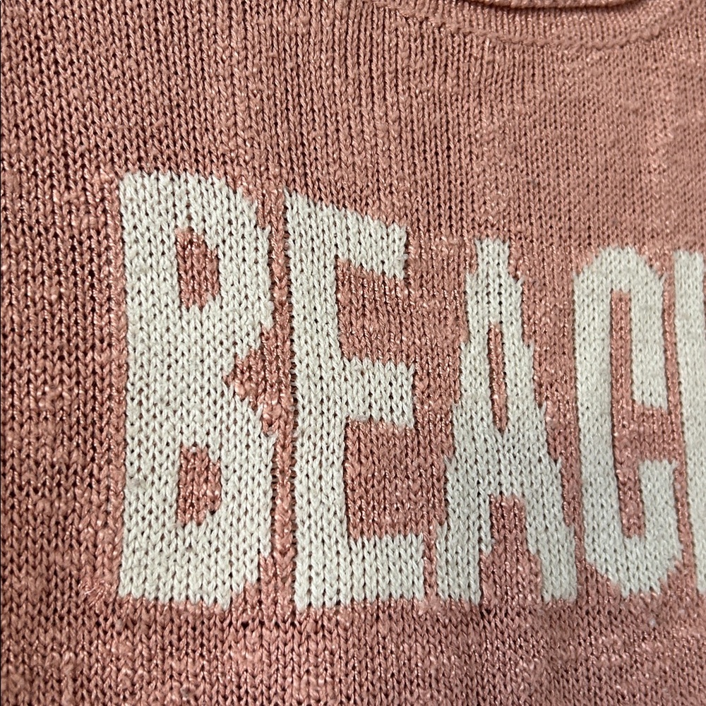 Marled Dusty Rose "BEACH" Loose-Knit Acrylic Sweater Sz Small w MEASUREMENTS! - Picture 12 of 12